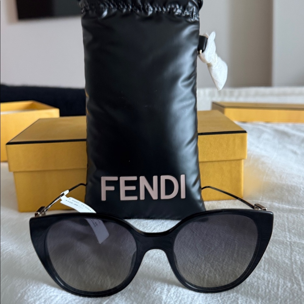 Fendi Black Cat-Eye Sunglasses with Case
